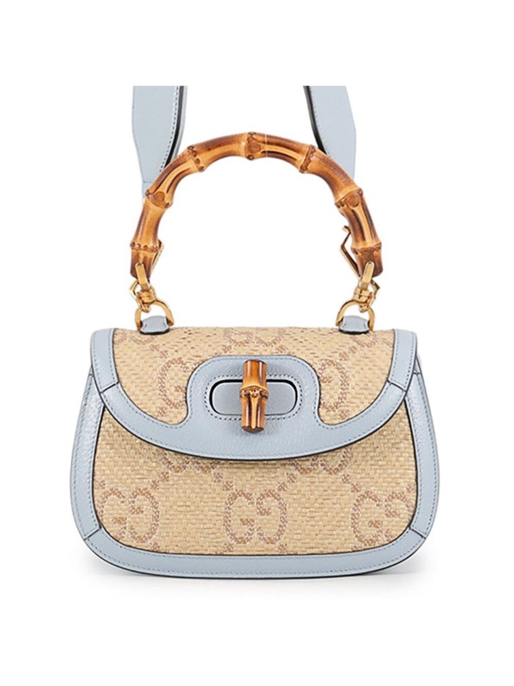 Gucci Handbag Bamboo Small GG Raffia Leather 2-Way